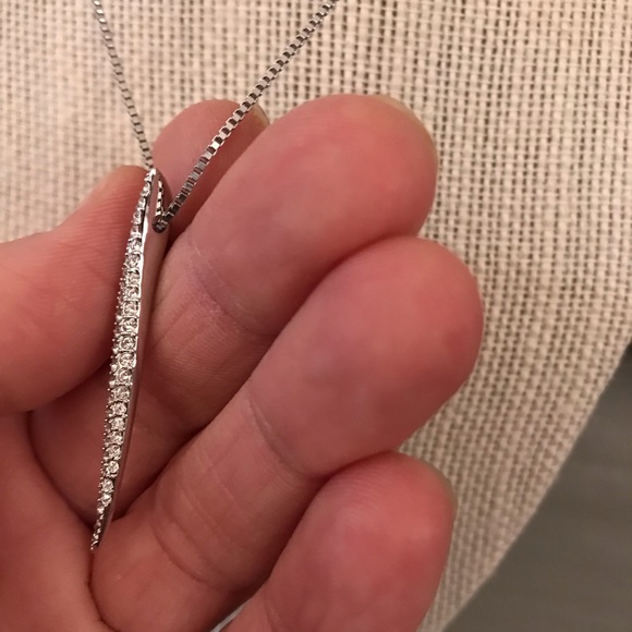 SOLD Swarovski Silver Pave Crystal Horn Necklace - Picture 3 of 5